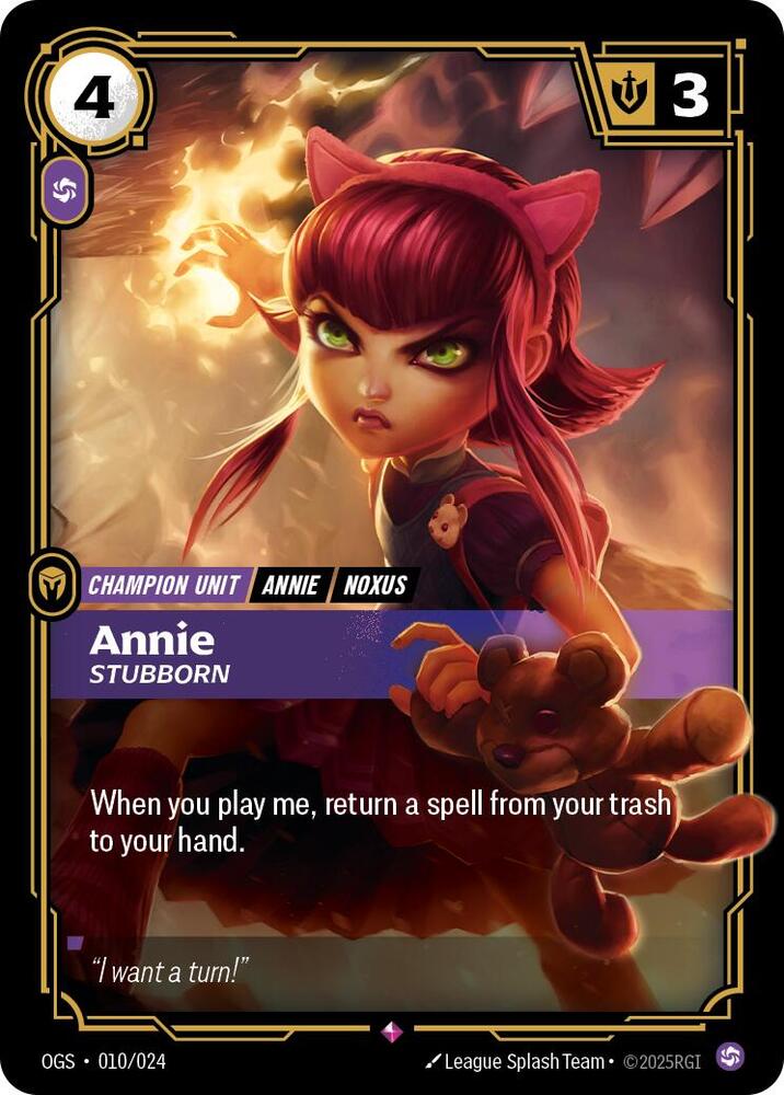 Annie 010/024 League of Legends Riftbound Origins: Proving Grounds Raw