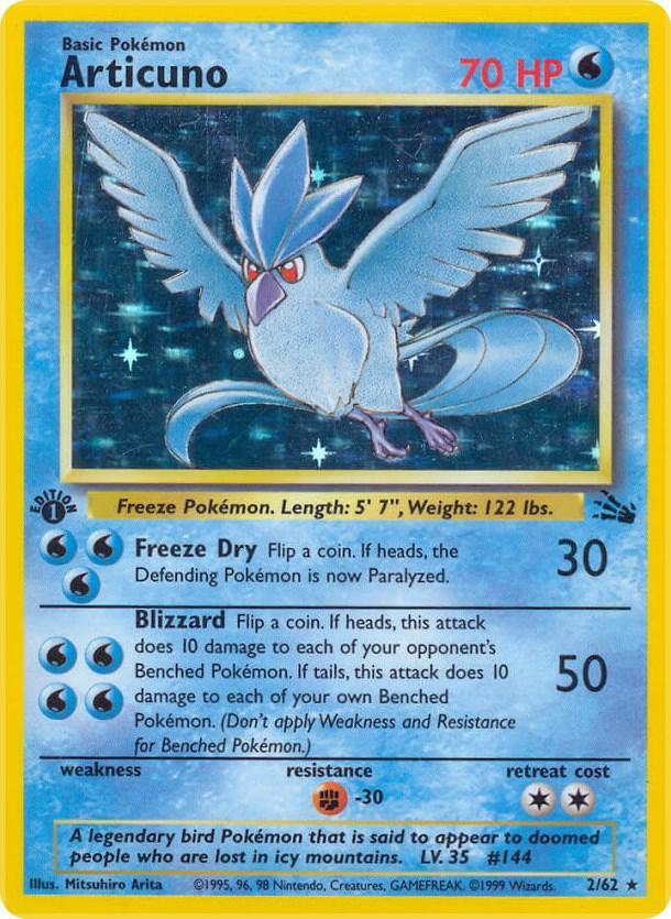 Articuno Holo 2/62 Pokémon Fossil Raw