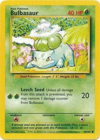 Bulbasaur 044/102 Pokémon Base Set Unlimited Raw
