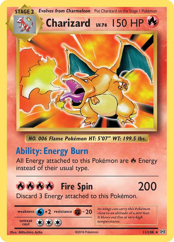 Charizard Reverse Holo 11/102 Pokémon XY Evolutions Raw