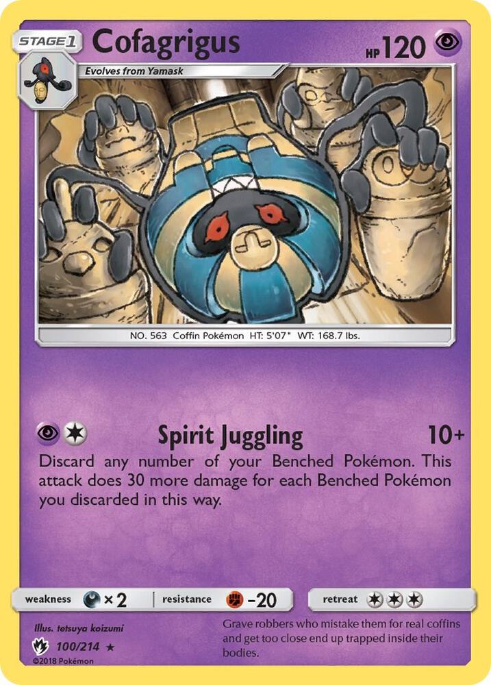 Cofagrigus 100/214 Reverse Holo Pokémon Sun & Moon Lost Thunder Raw