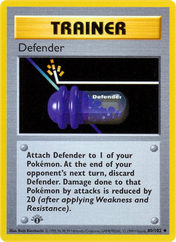 Defender 80/102 Pokémon Base Set Shadowless Raw