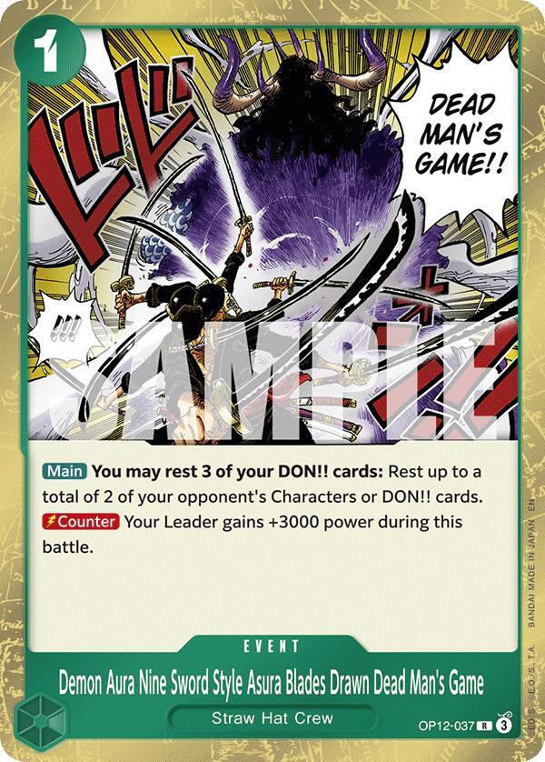 Demon Aura Nine Sword Style Asura Blades Drawn Dead Man's Game Foil OP12-031 One Piece Legacy of The Master OP12-073 Raw