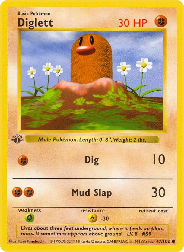 Diglett 47/102 Pokémon Base Set Shadowless Raw