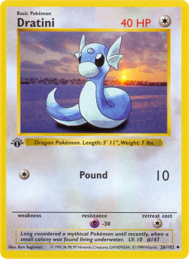Dratini 26/102 Pokémon Base Set Shadowless Raw