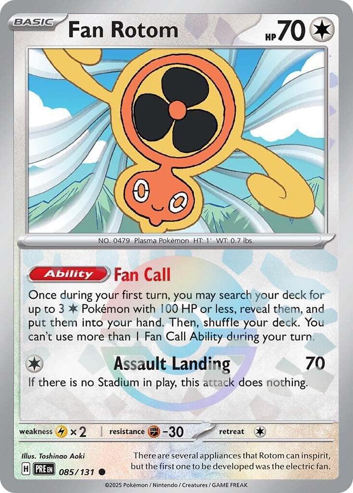 Fan Rotom Poké Ball Reverse Holo 085/131 Pokémon Prismatic Evolutions Raw