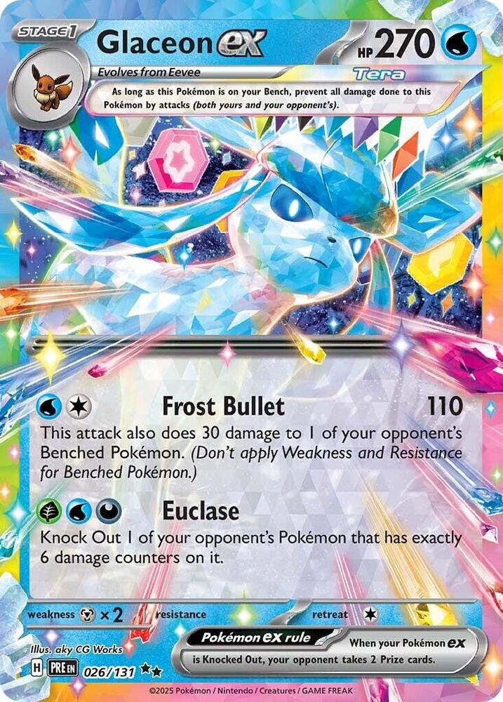 Glaceon EX 026 /131 Pokémon Scarlet & Violet Prismatic Evolution Raw