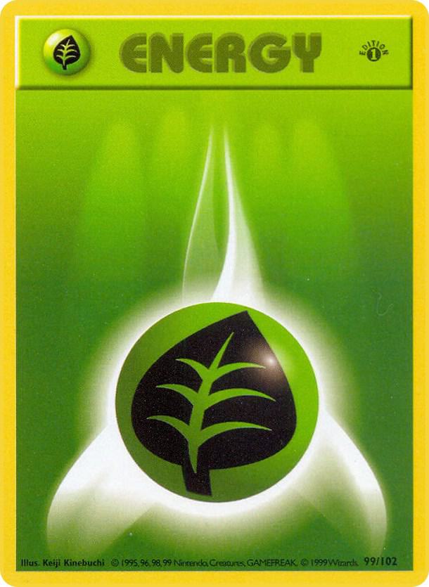 Grass Energy 099/102 Pokémon Base Set Shadowless Raw