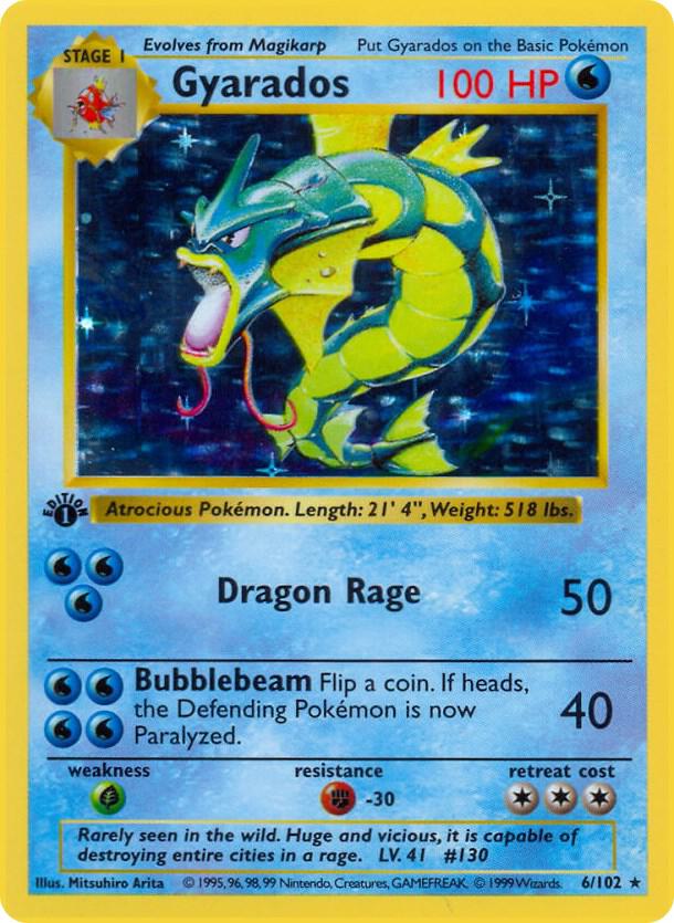 Gyarados Holo 6/102 Pokémon Base Set Shadowless Raw