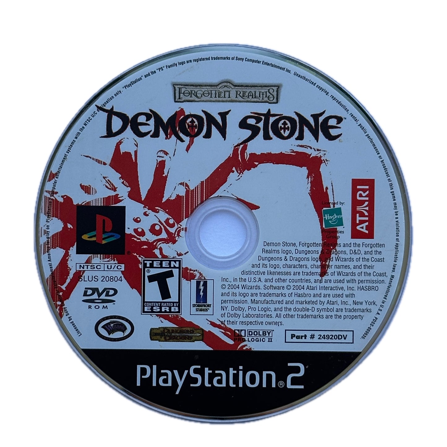 Demon Stone Forgotten Realm PS2 Playstation 2 Loose Disc