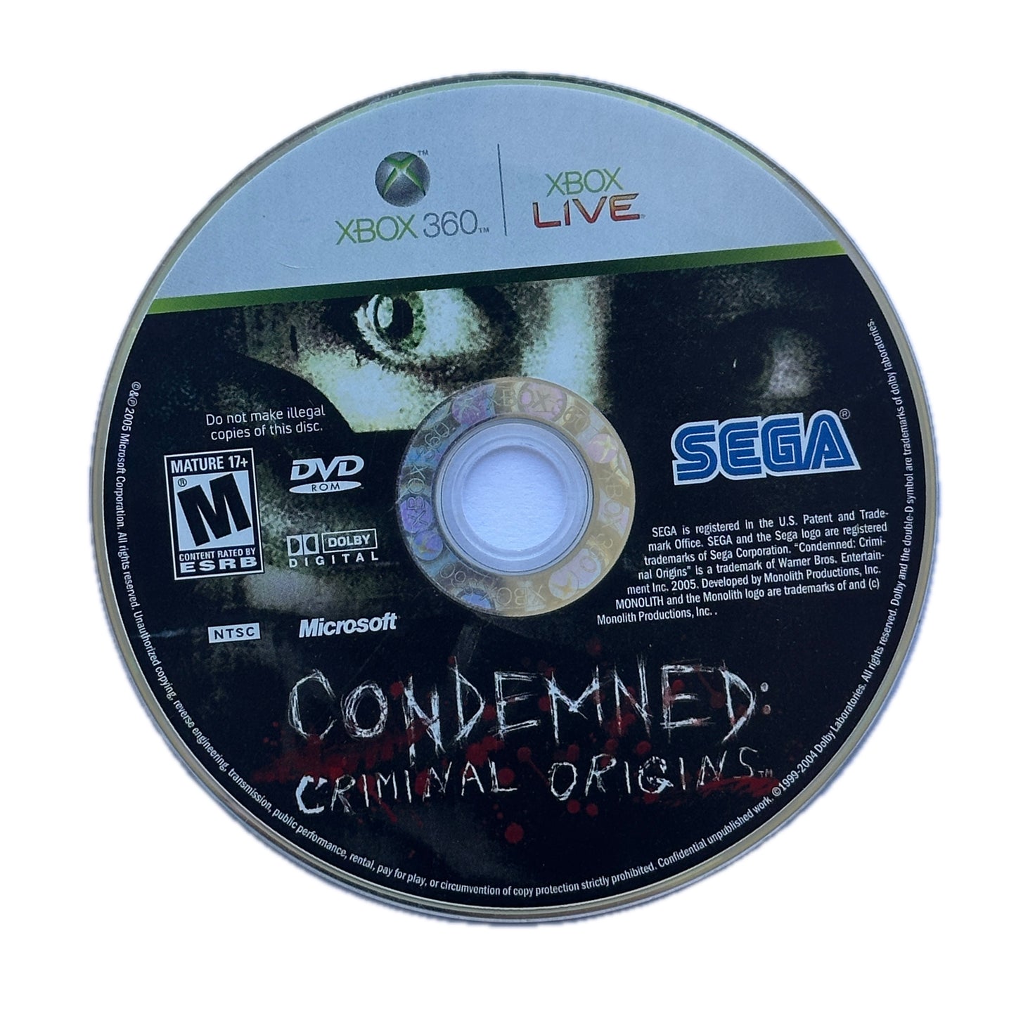 Condemned Criminal Origins Xbox 360 Loose Disc