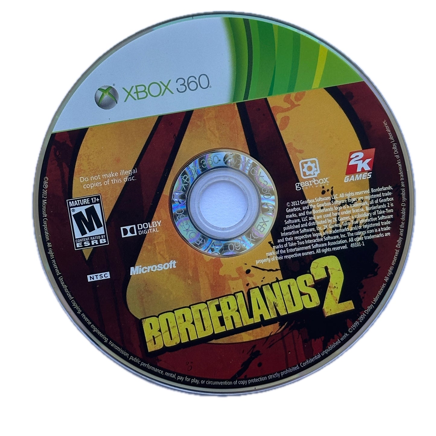 Borderlands 2 Xbox 360 Loose Disc