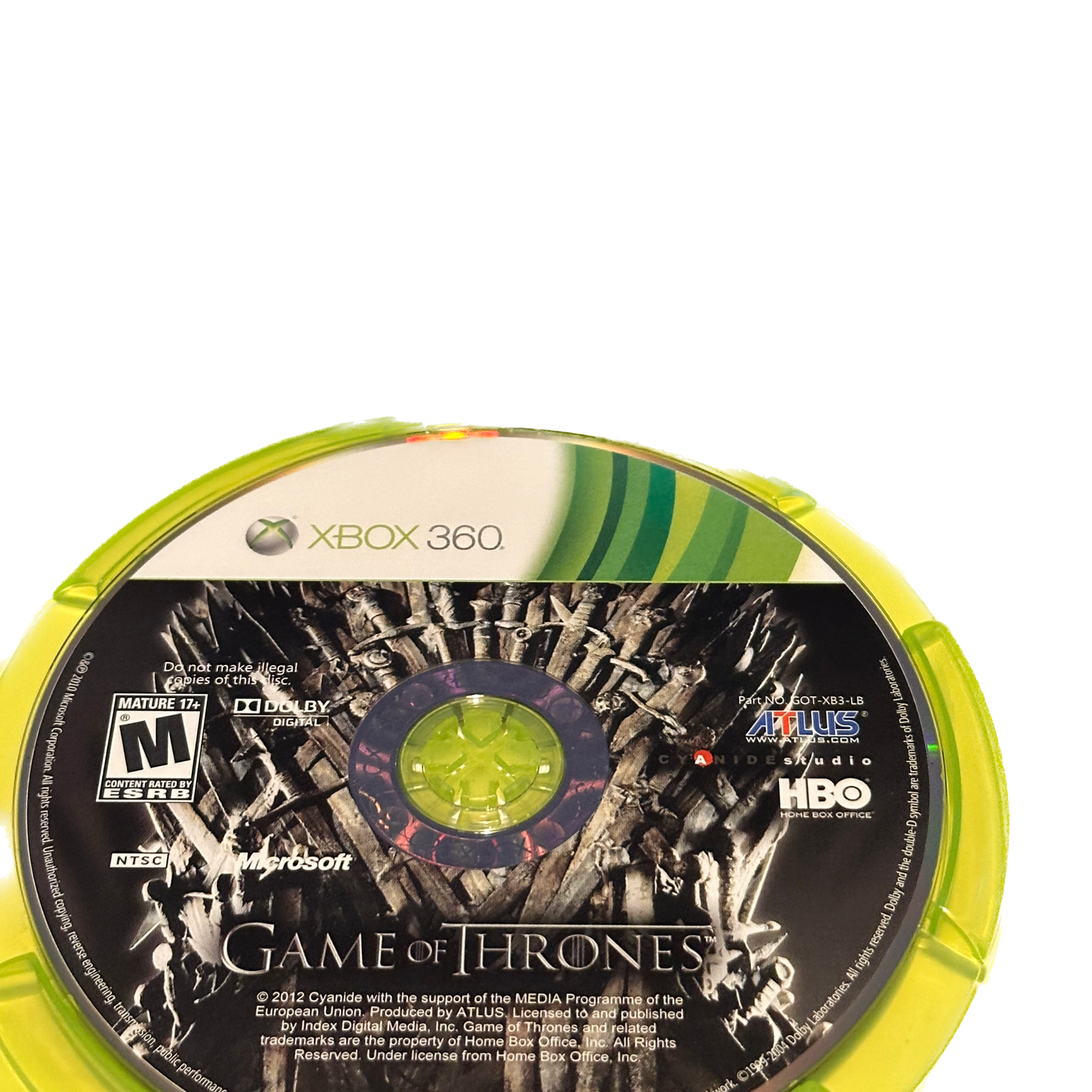 Game of Thrones Xbox 360 Complete in Box With Manuals