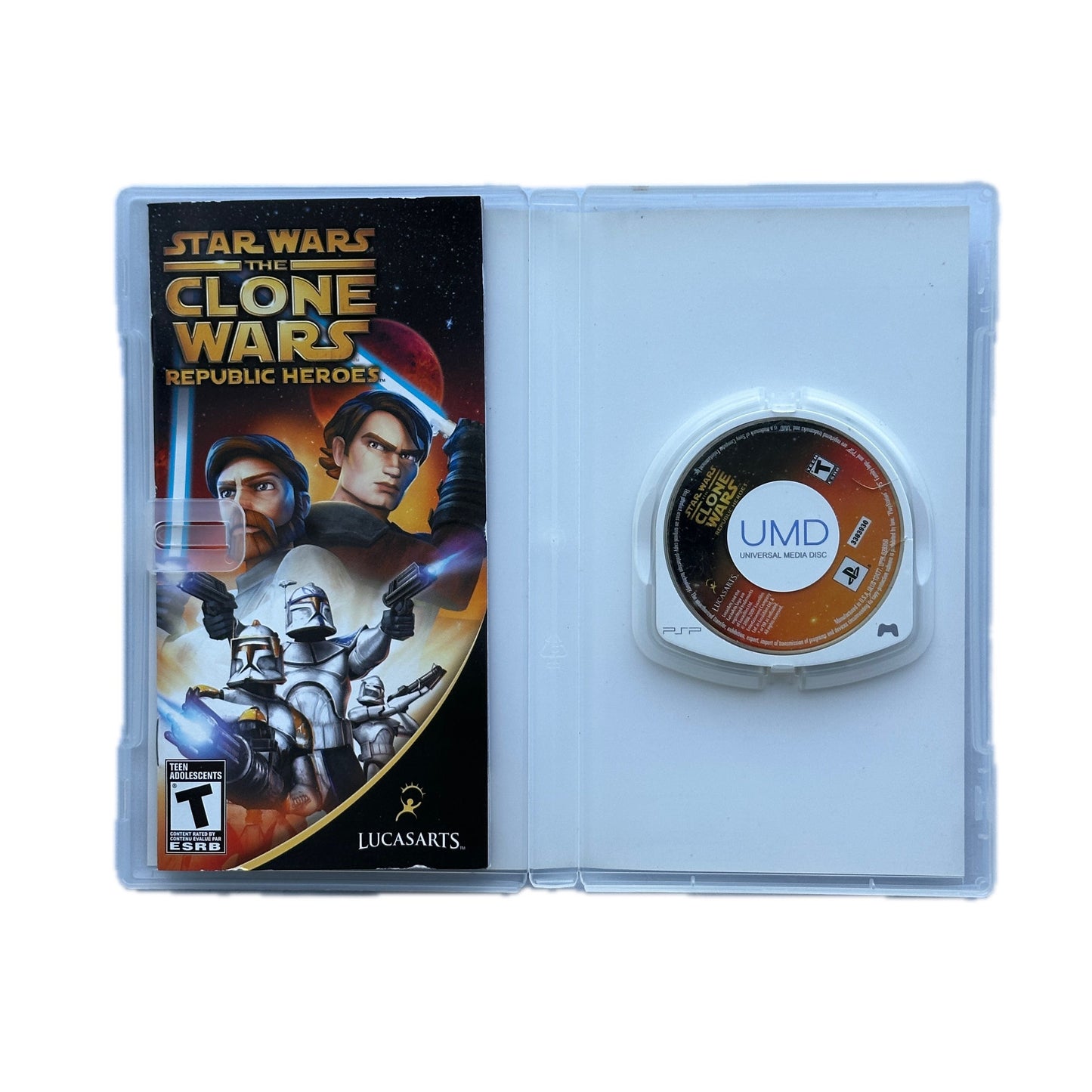 Star Wars The Clone Wars UMD disc in its packaging on a white background