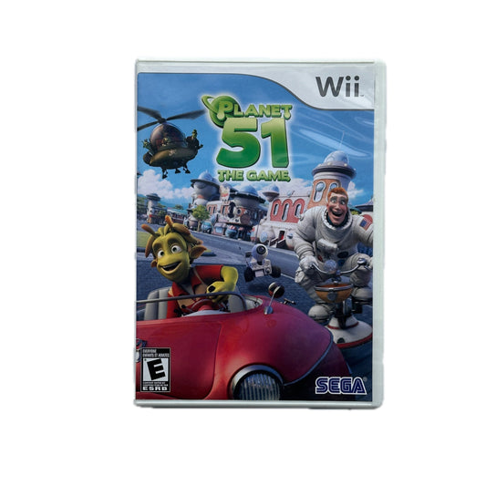 Wii game console cover for 'Planet 51' with cartoon characters and Sega logo.