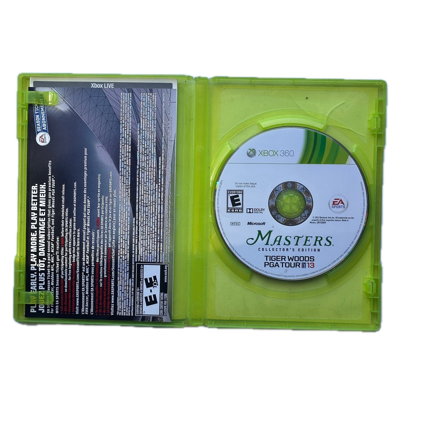 Tiger Woods PGA Tour '13 Masters Collector's Edition Xbox 360 in Box