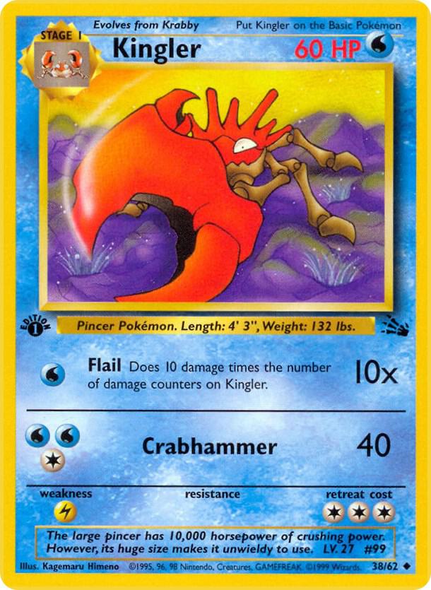 Kingler 38/62 Pokémon Fossil Raw