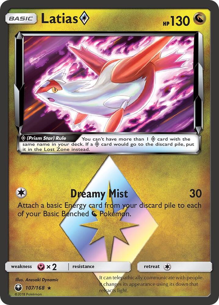 Latias Prism Star 107/168 Pokémon Celestial Storm Raw