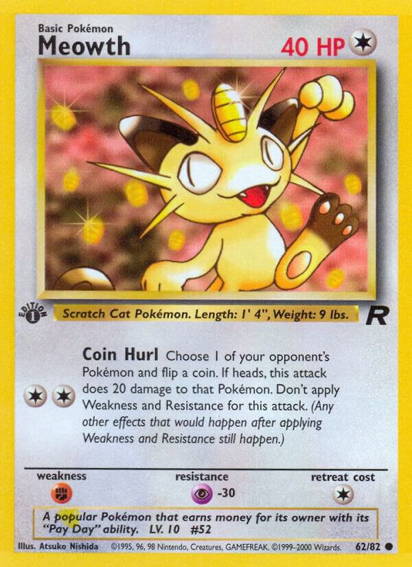 Meowth 62/82 Pokémon Team Rocket Raw
