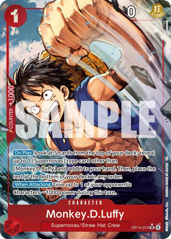 Monkey.D.Luffy SR AA OP14-013 The Azure Sea's Seven One Piece Raw