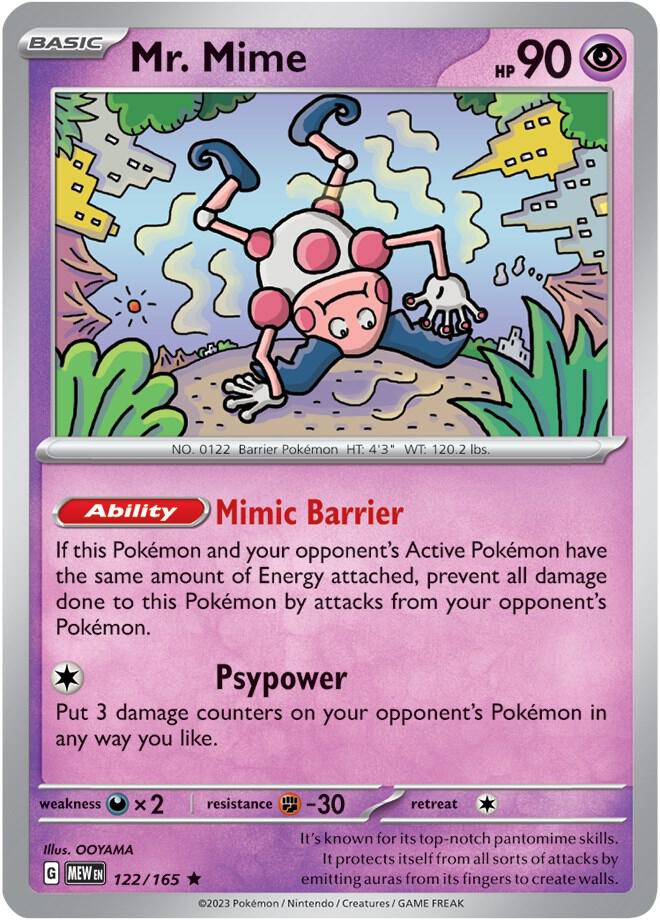Mr. Mime Reverse Holo 122/165 Scarlet & Violet 151 Pokémon Raw