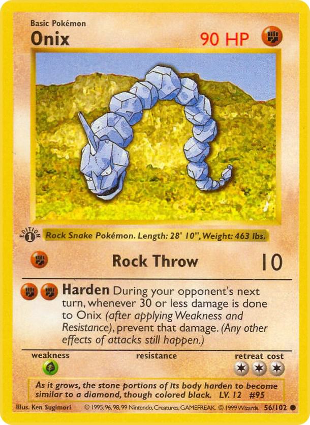 Onix 56/102 Pokémon Base Set Shadowless Raw