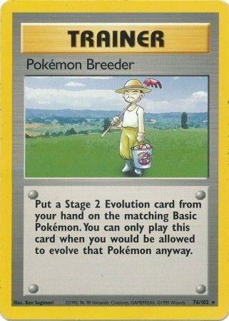 Pokémon Breeder 76/102 Pokémon Base Set Unlimited Raw