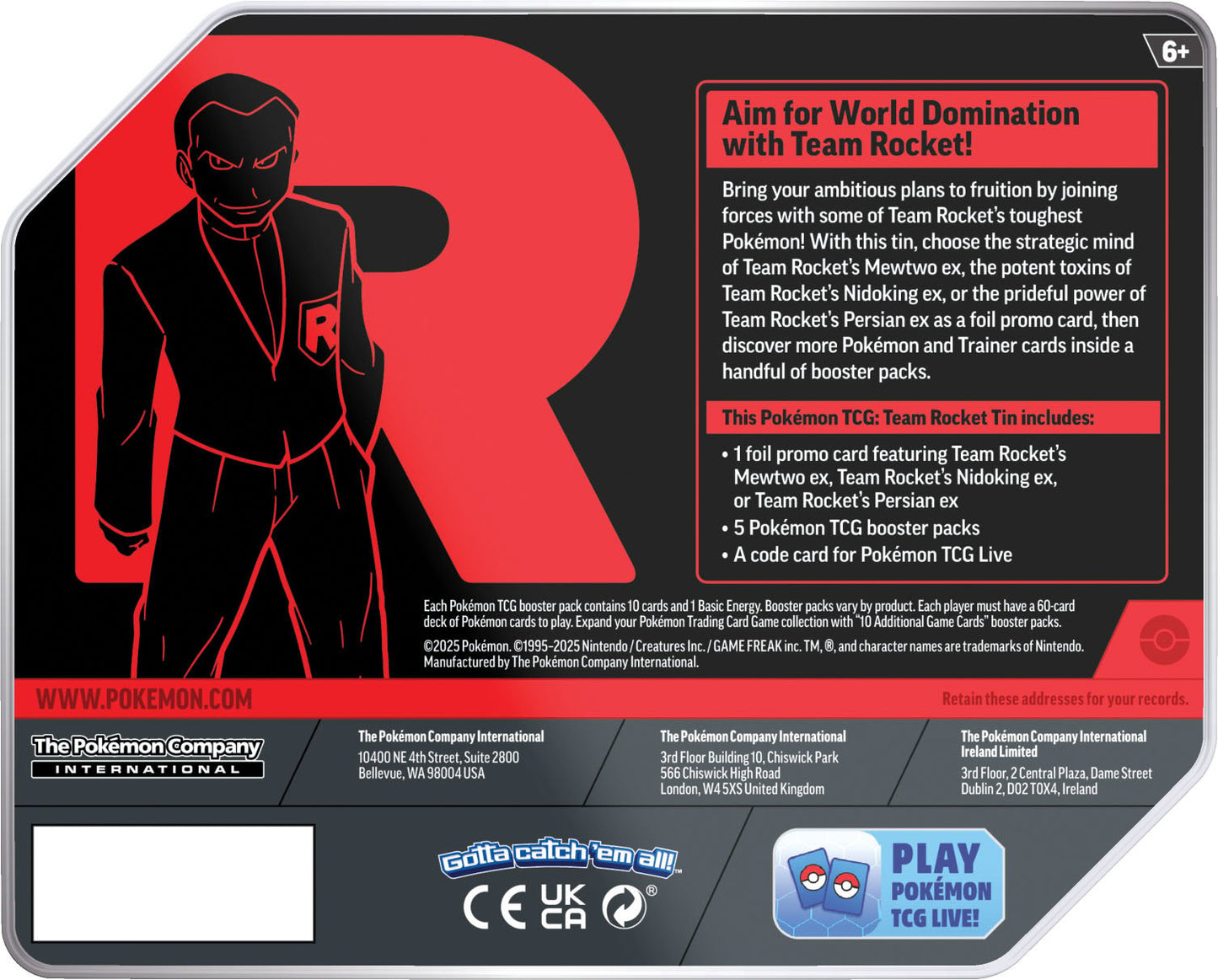 Pokémon Scarlet & Violet Destined Rivals Team Rocket's MewTwo Collection Tin