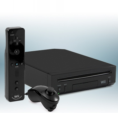 Nintendo Wii Black Console Loose (RVL-101) W/Motion Plus Controller