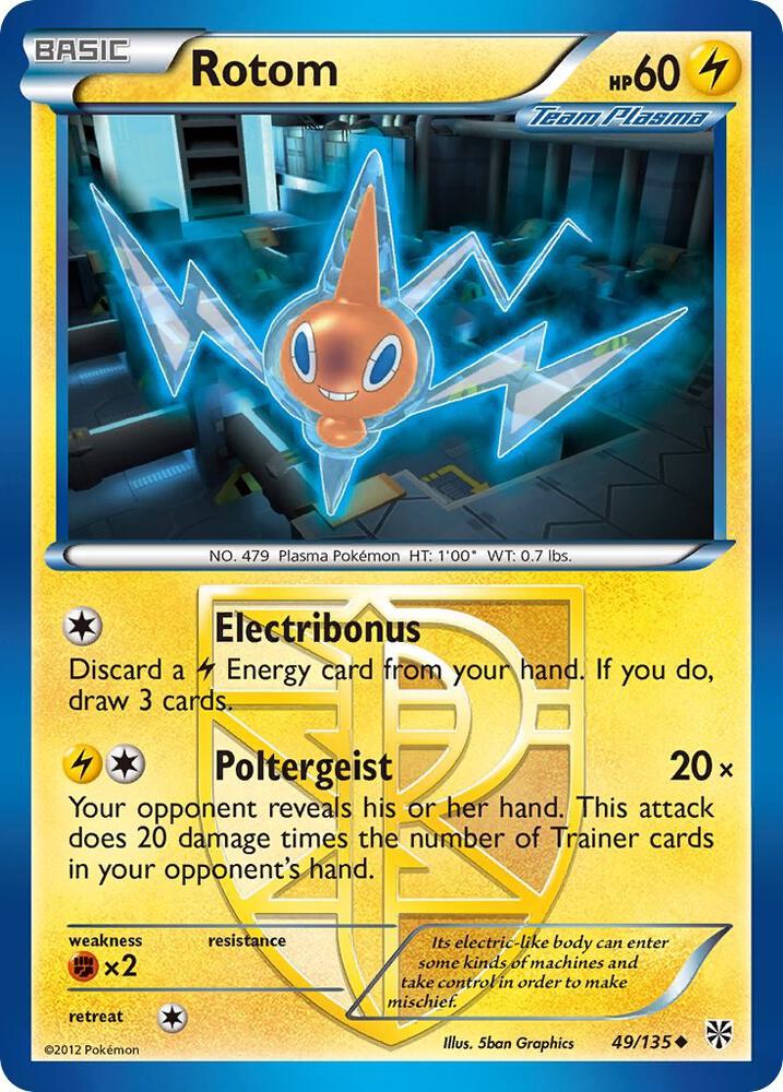 Rotom (Team Plasma) Reverse Holo 49/135 Pokémon Plasma Storm Raw