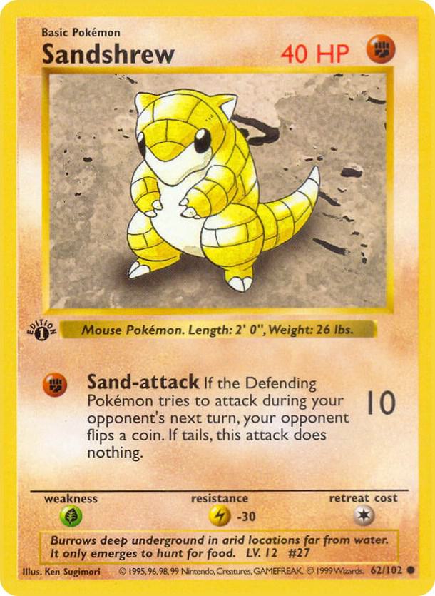 Sandshrew 062/102 Pokémon Base Set Shadowless Raw