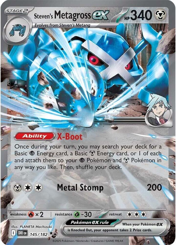Steven's Metagross EX 145/182 Pokémon Destined Rivals Raw