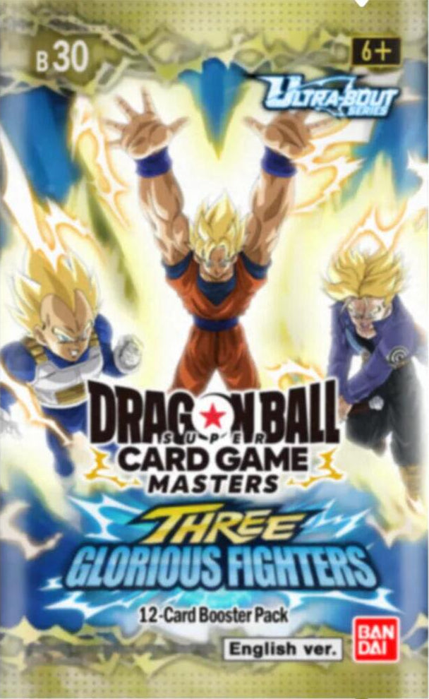 Dragon Ball card game booster pack with characters on a white background