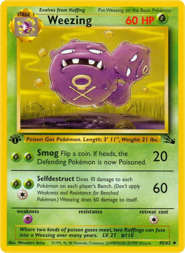 Weezing 45/62 Pokémon Fossil Raw