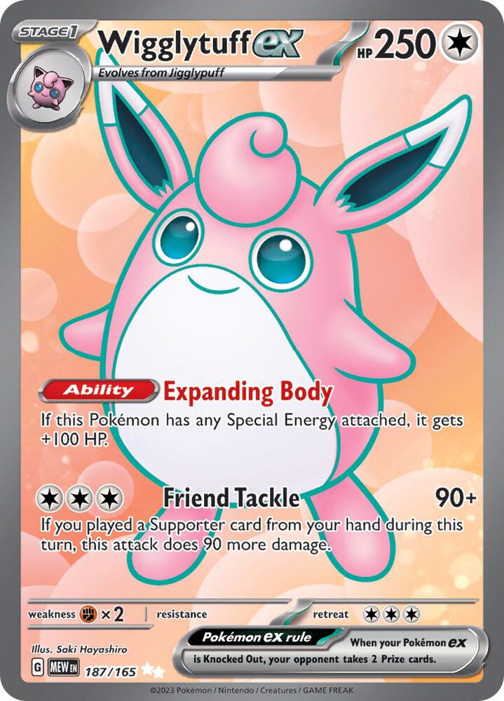 Wigglytuff EX 187/165 Pokémon 151 Raw