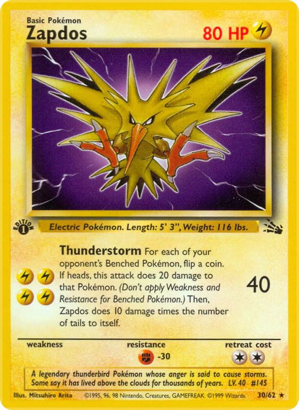 Zapdos 30/62 Pokémon Fossil Raw