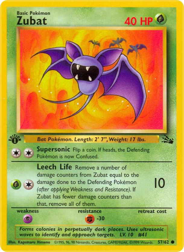 Zubat 57/62 Pokémon Fossil Raw