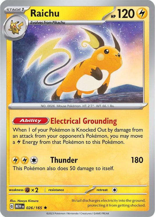 Raichu Holo 026/165 Scarlet & Violet 151 Pokémon Raw