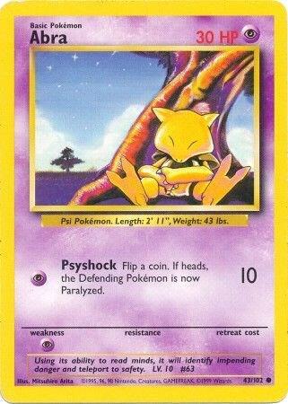 Abra 43/102 Pokémon Base Set Unlimited Raw