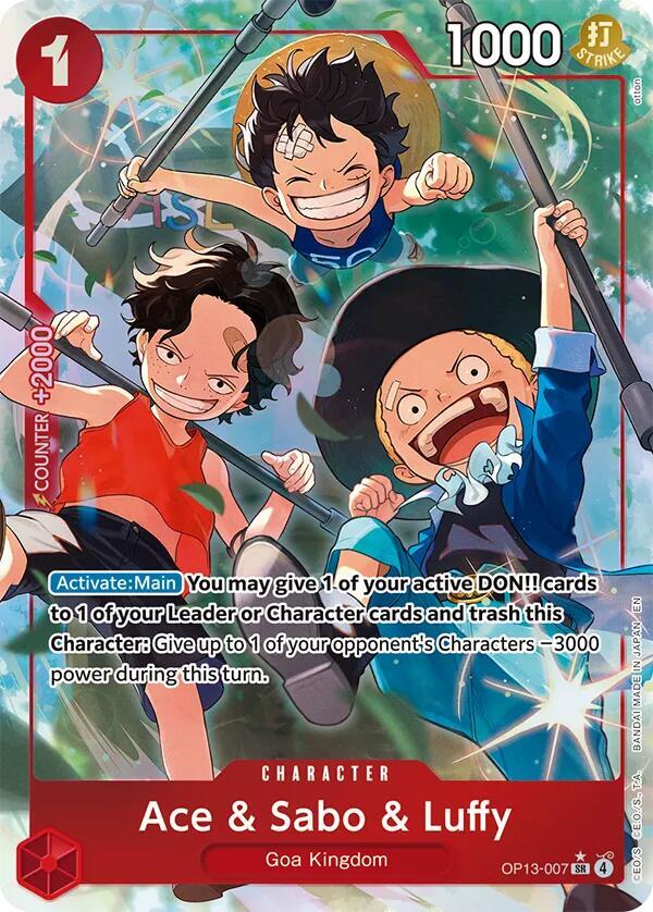 Ace & Sabo & Luffy SR AA OP13-007 Carrying on His Will One Piece Raw