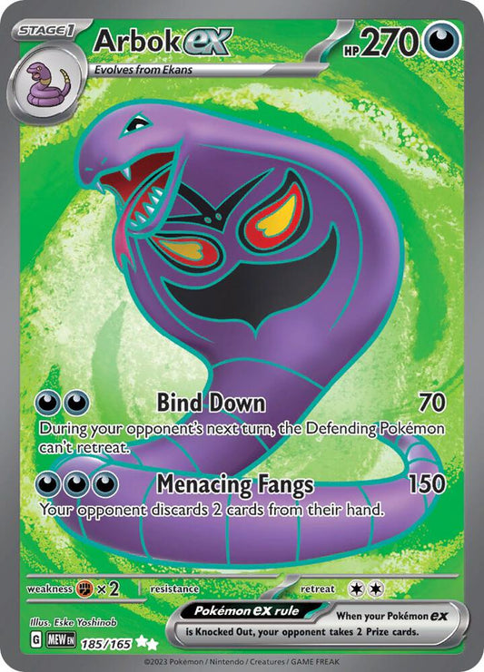 Arbok EX 185/165 Scarlet & Violet 151 Pokémon Raw