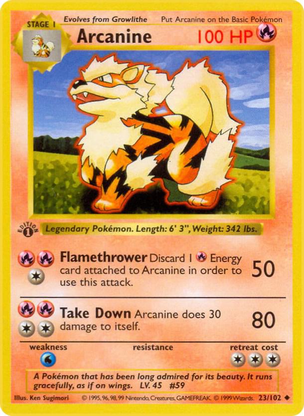Arcanine 23/102 Pokémon Base Set Shadowless