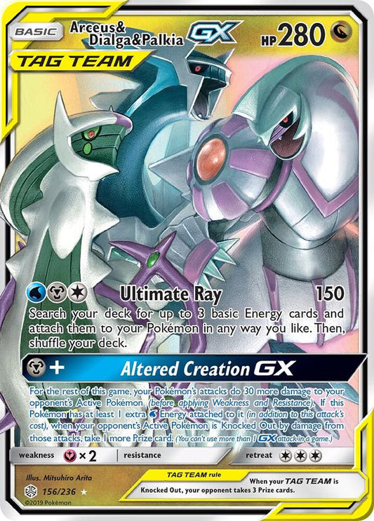 Arceus & Dialga & Plakia GX 156/236 Pokémon Cosmic Eclipse Raw