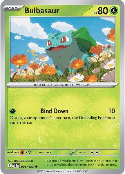 Bulbasaur Reverse Holo 001/132 Pokémon Mega Evolution Raw