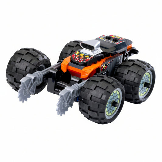 Toy monster truck with large wheels on a white background