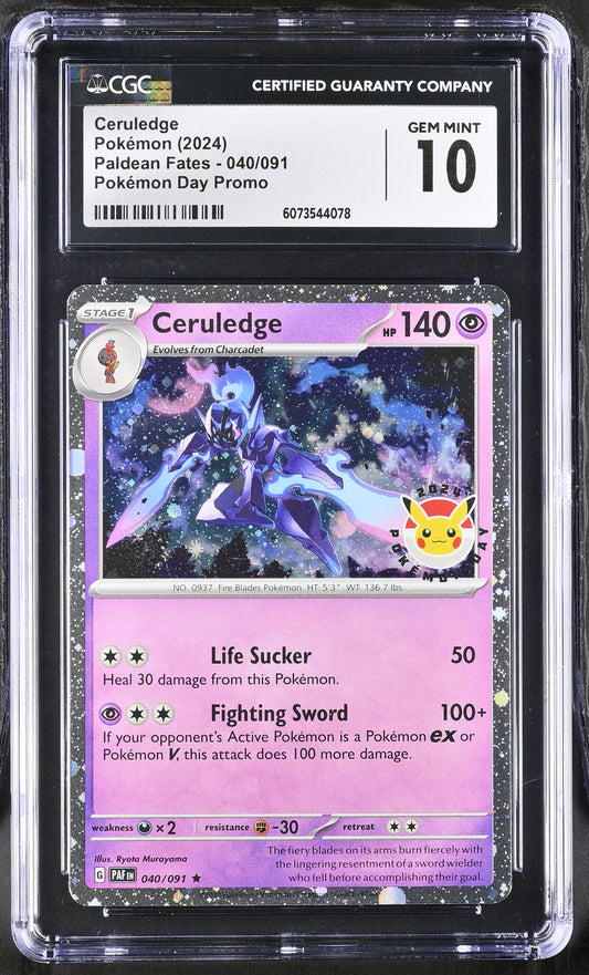 Ceruledge Cosmos Holo 40/91 Paldean Fates Pokémon Day Promo CGC Graded