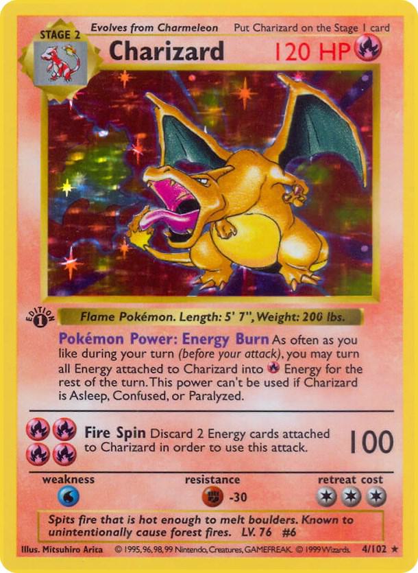 Charizard 4/102 Pokémon Base Set Shadowless Raw