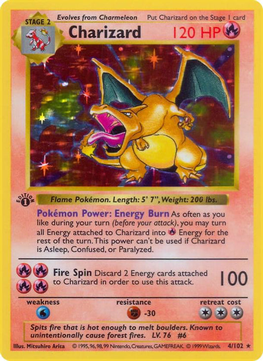 Charizard 4/102 Pokémon Base Set Shadowless Raw