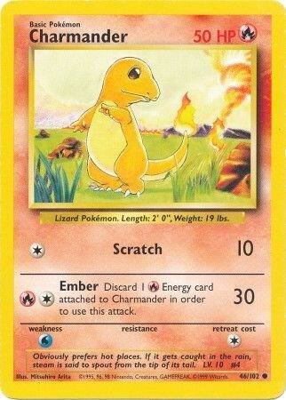 Charmander 046/102 Pokémon Base Set Unlimited Raw