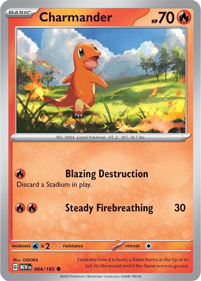 Charmander Reverse Holo 004/165 Scarlet & Violet 151 Pokémon Raw